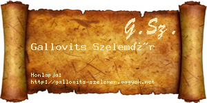 Gallovits Szelemér névjegykártya